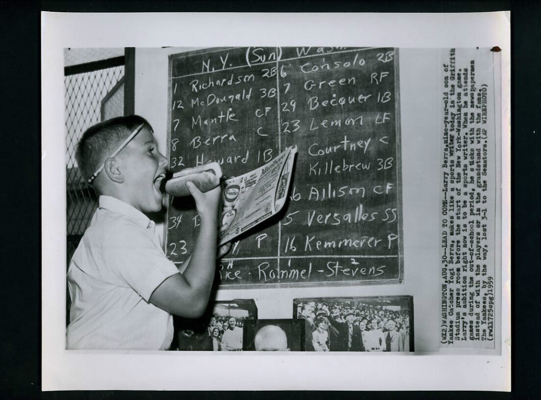 Larry Berra son of Yogi Berra 1959 Wire Photo Poster painting from Rizzuto estate Yankees