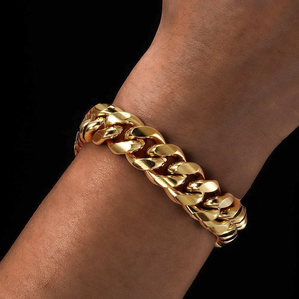 6/8/10/12MM Width 14K Gold Curb Bracelet-VESSFUL