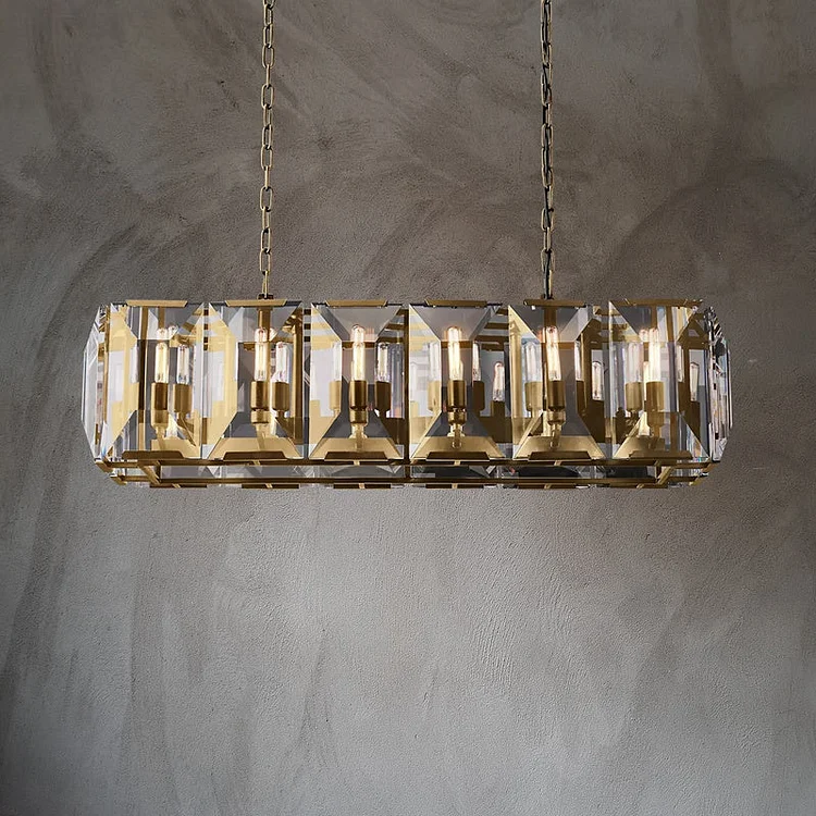 Harlown Faceted Crystal Rectangular Chandelier W42/55/62/74" Vjlight