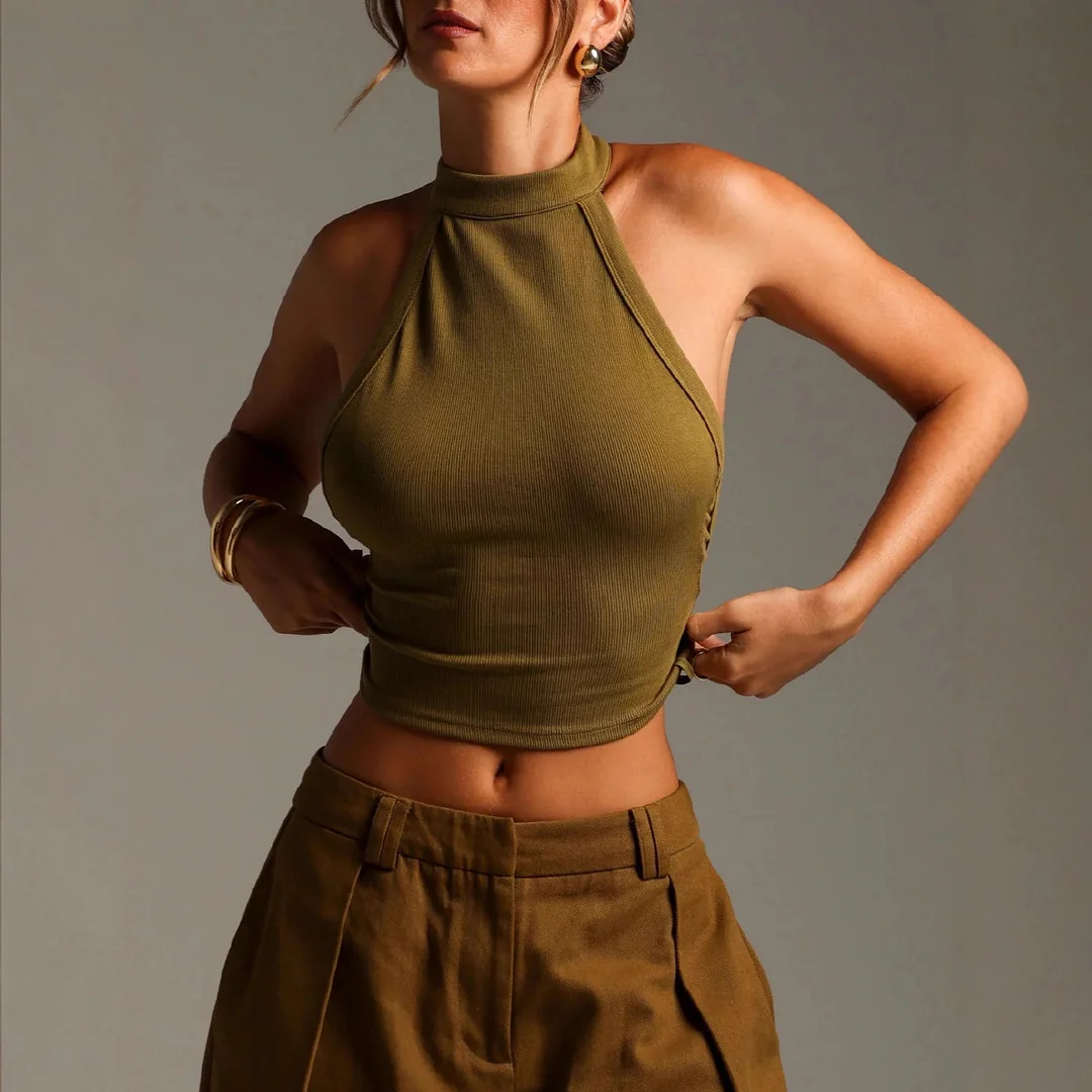 Athvotar Athvotar Women's Dress New Sleeveless High-Collar Knitted Vest Hip Dress Fashion Suit Woman