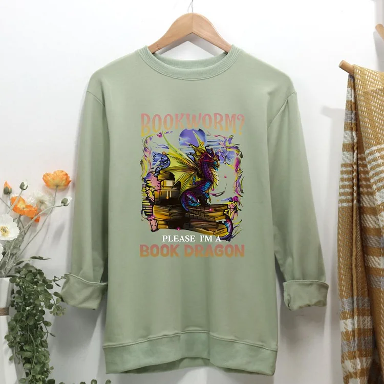 bookworm book dragon Women Casual Sweatshirt-0021495