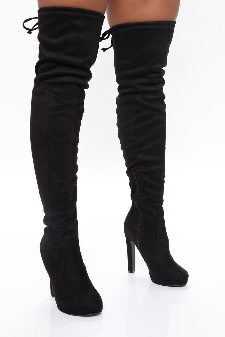 Distracting You Over The Knee Boots - Black
