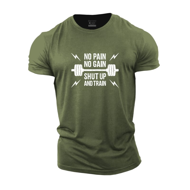 Cotton Shut Up And Train Graphic T- shirts tacday