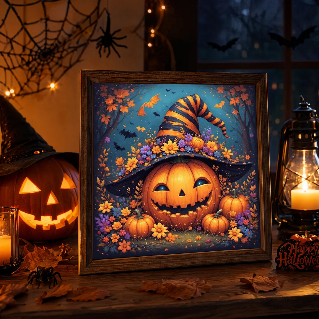 Halloween B Full DIY 5D Square Drill Diamond Dots Paintings Picture Arts Craft 13.78x13.78Inch Crystal Art Paint by Diamond Diamond Crystal Rhinestones Painting Kits for Adults Beginner Home Wall Deco