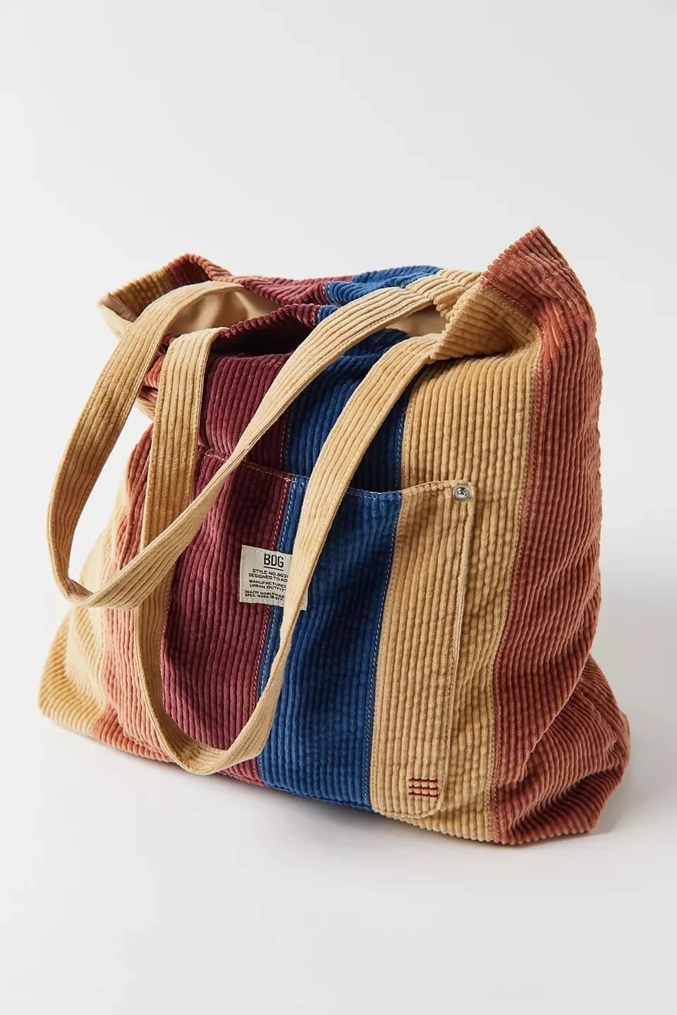New autumn and winter corduroy Stitching stripes tote women's bag single shoulder bag