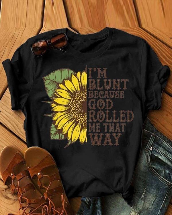 women sunflower printed o neck shirts summer tops p102331