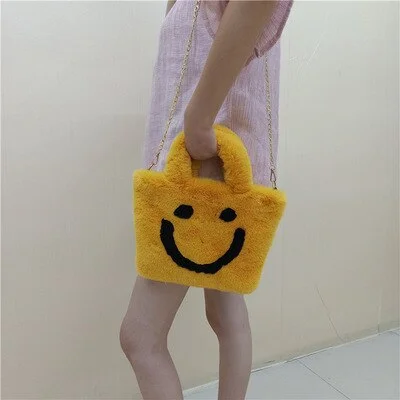 Winter New Fashion wild Personality Shoulder Bag tote Female Bag Chain Plush Handbag Messenger Bag Soft Warm Fur bag winter