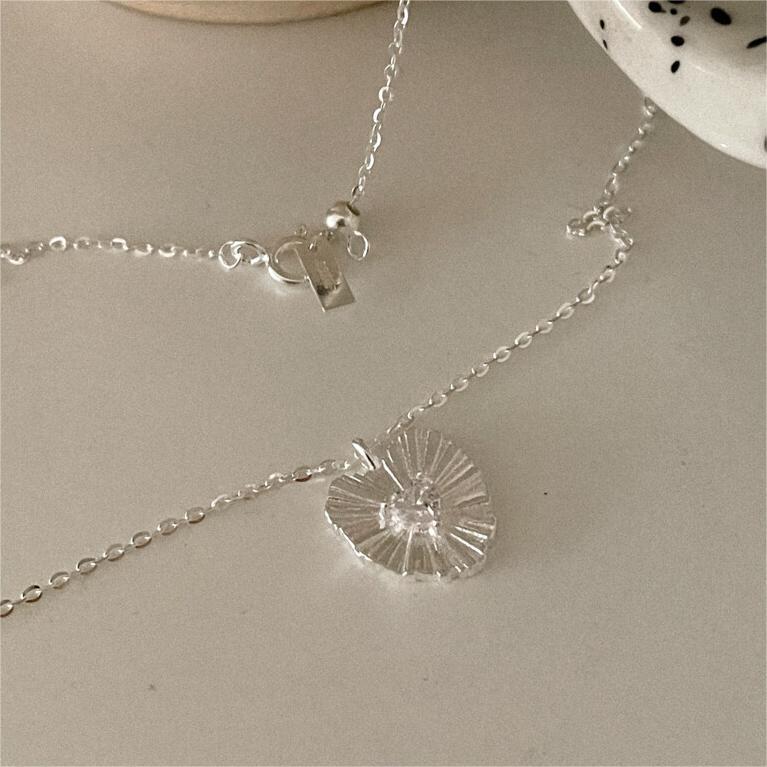 925 Sterling Silver Korean Tulip Geometric Silver Electroplating Necklaces