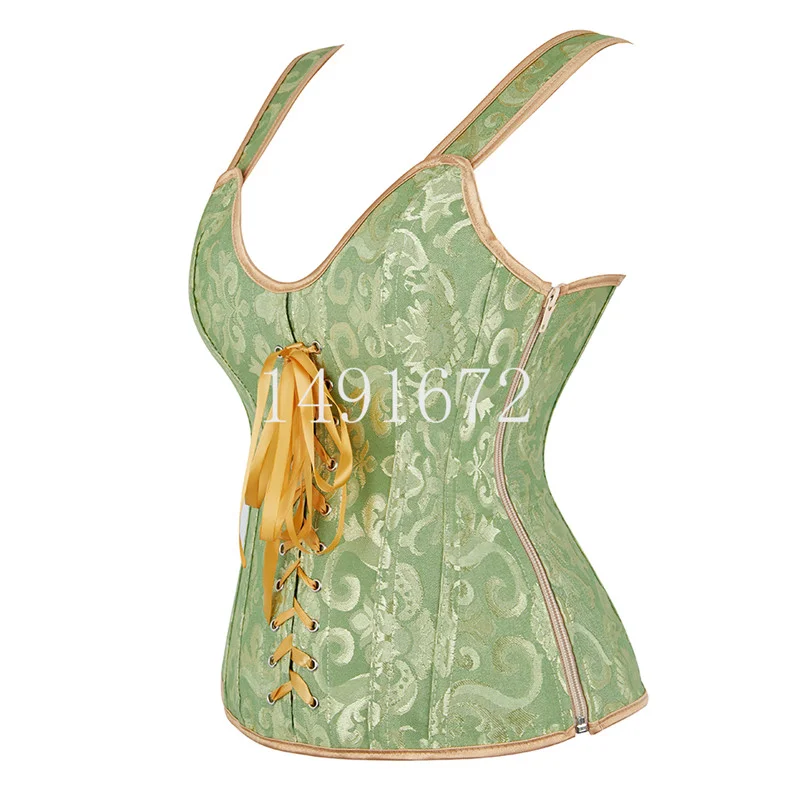 Billionm Sapubonva corset sexy bustier lingerie plus size gothic brocade overbust corset vest top corselet for women zipper black white