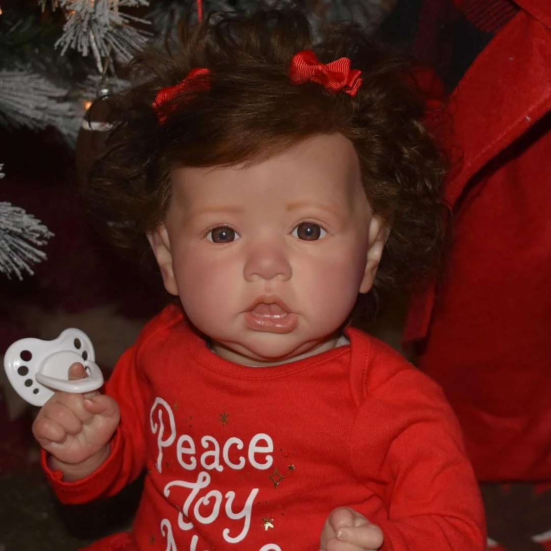 [Christmas Specials]20" Lifelike and Cute Open Eyes Silicone Vinyl Reborn Baby Doll Set,With Heartbeat💖 & Sound🔊