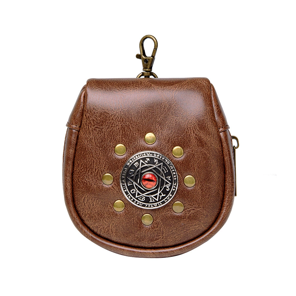 12 Zodiac Vintage Dark Belt Bag PU Leather Studded Gemstone Belt Bag