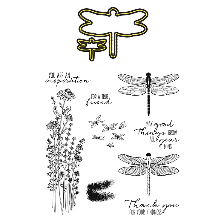 DIY Metal Paper Cut Card Transparent Silicone Dragonfly Flower Animal Seal