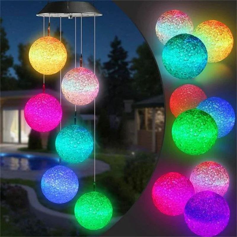 Solar Powered Color Changing Crystal Ball Wind Chime