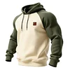Unisex Outdoor Style Color-blocked Raglan Sleeve Hooded Sweatshirt by Inlyline