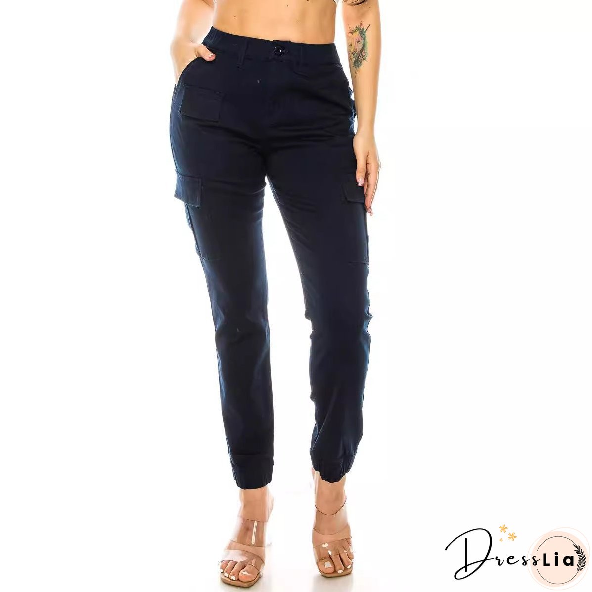 Women's Outdoor Overalls Design Elastic Waist Casual Pants