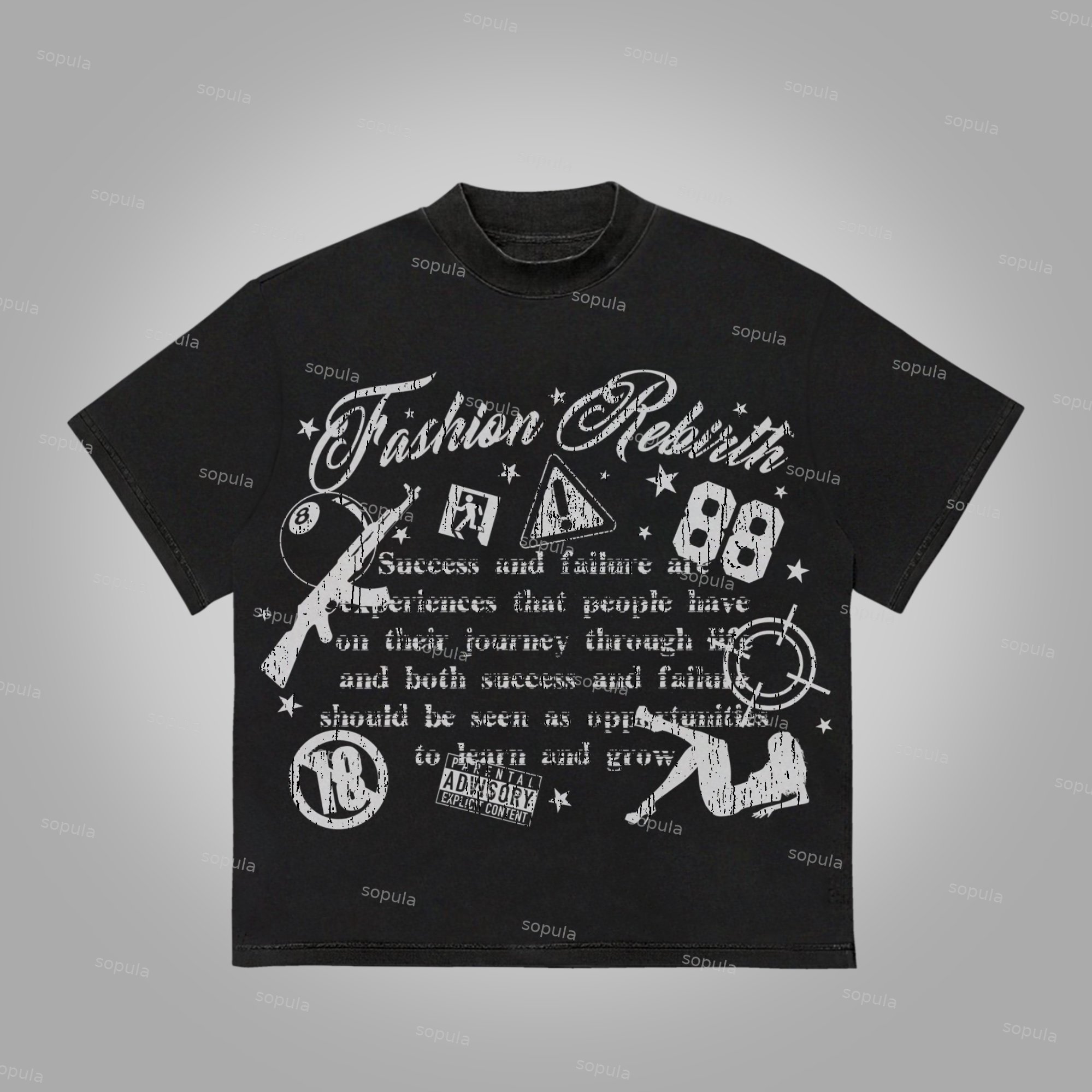 Street Text Graffiti Print Cotton T-Shirt
