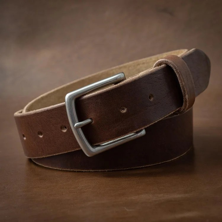 Handmade Top Layer Cowhide Walt Belt - Heritage Brown