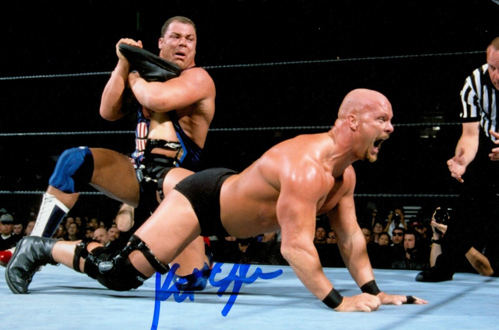 Kurt Angle Hand Signed 6x4 Photo Poster painting WWE RAW Royal Rumble Wrestling Autograph + COA