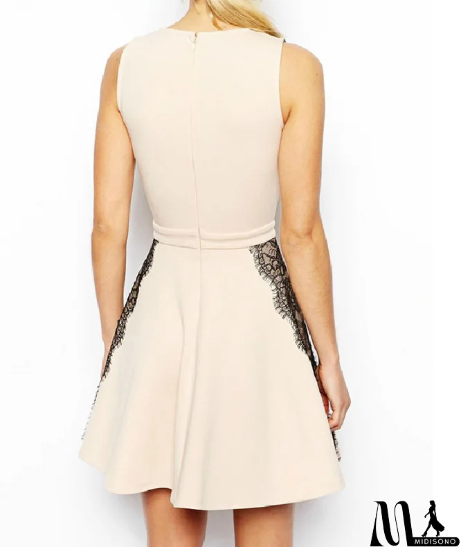MidiSono - Fashion lace sleeveless zipper dress