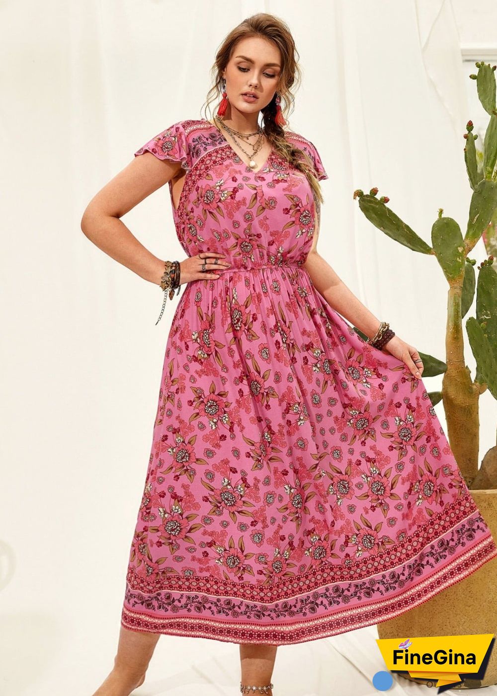 Boho Plus Size Alexus Maxi Dress For Women