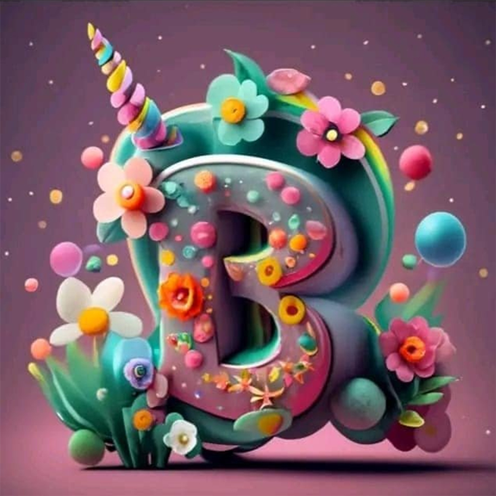 Letter B 30*30cm(canvas) full round drill diamond painting