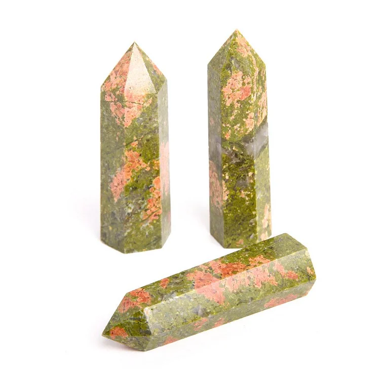 Set of 3 Unakite Towers Points Bulk