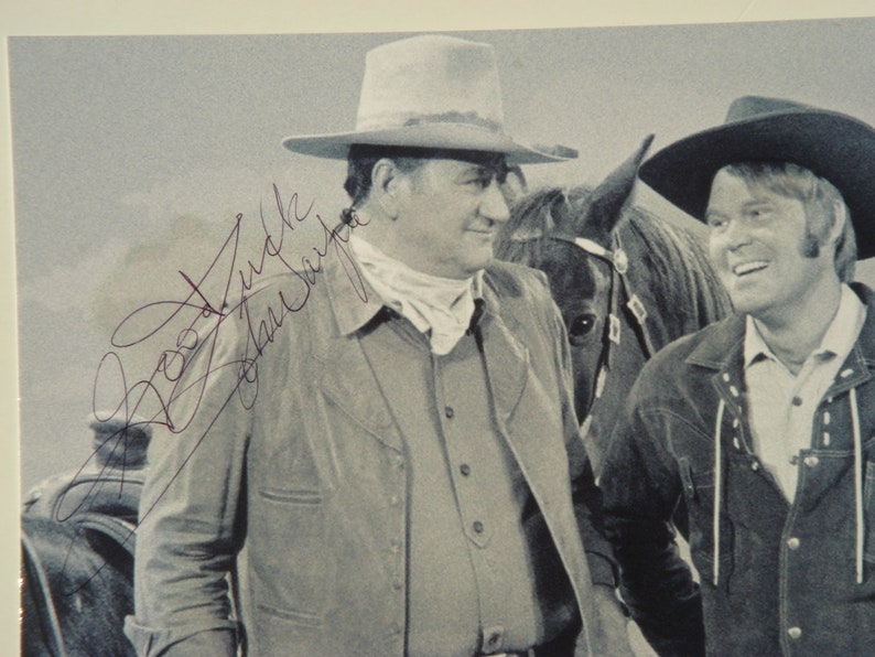 JOHN WAYNE & Glen CAMPBELL Signed Autographed Photo Poster painting X2 True Grit Duke wcoa