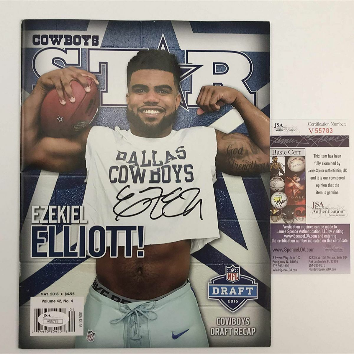 Autographed/Signed EZEKIEL ELLIOTT Dallas Cowboys Star Football Magazine JSA COA