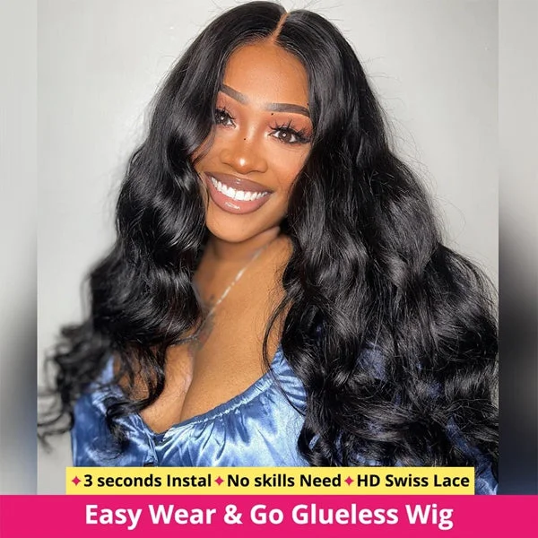 Flash Sale  Wear Go Glueless 13x4 HD Transparent Lace Front Wigs Pre Plucked Knots Bleached Body Wave Human Hair Wigs