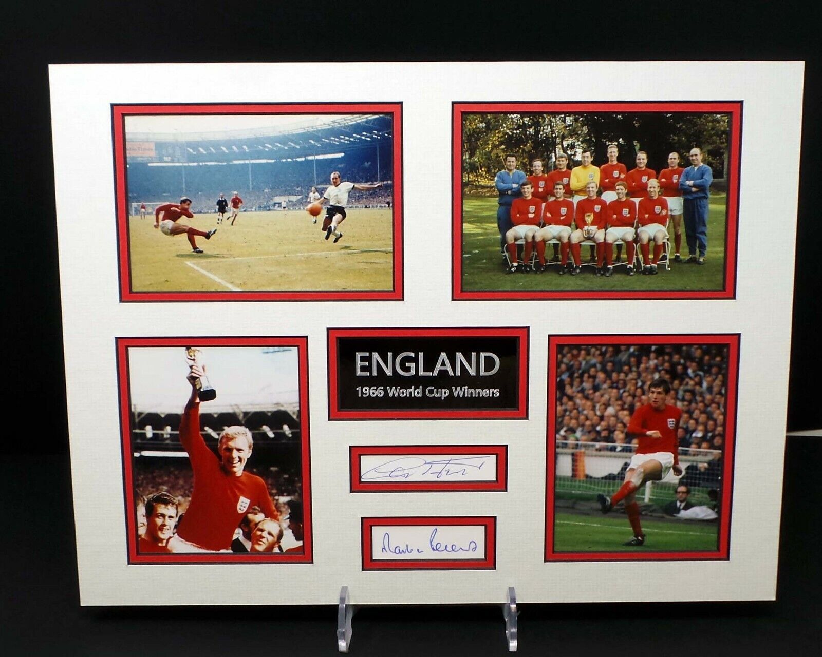 HURST & PETERS England 1966 Football Signed & Mounted Photo Poster painting Display AFTAL RD COA