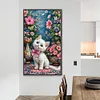 Chat et fleur - perceuse ronde peinture diamant - 40*70cm (grande taille)