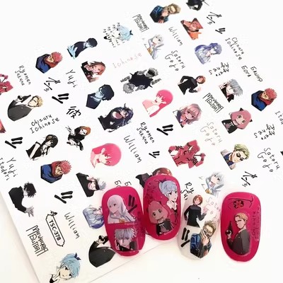 Hairrd New Tian Guan Ci Fu Pretty Otaku Nail Merch Anime Cartoon Kawaii Nail Stickers Anime 3D Nail Art Accessories Decal Unique