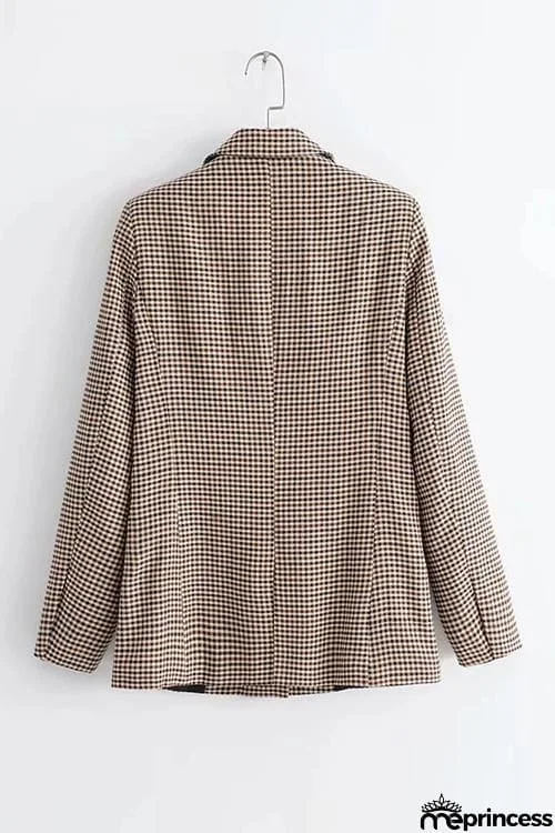 Plaid Button Long Sleeve Blazer