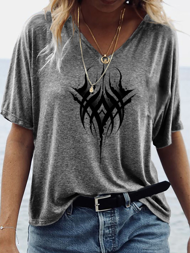 Gothic Geometric Casual T-Shirt elevenforest