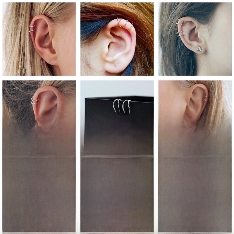 Stainless Steel Double-layer Unisex Simple Fashion Gold-plated Non-pierced Earrings