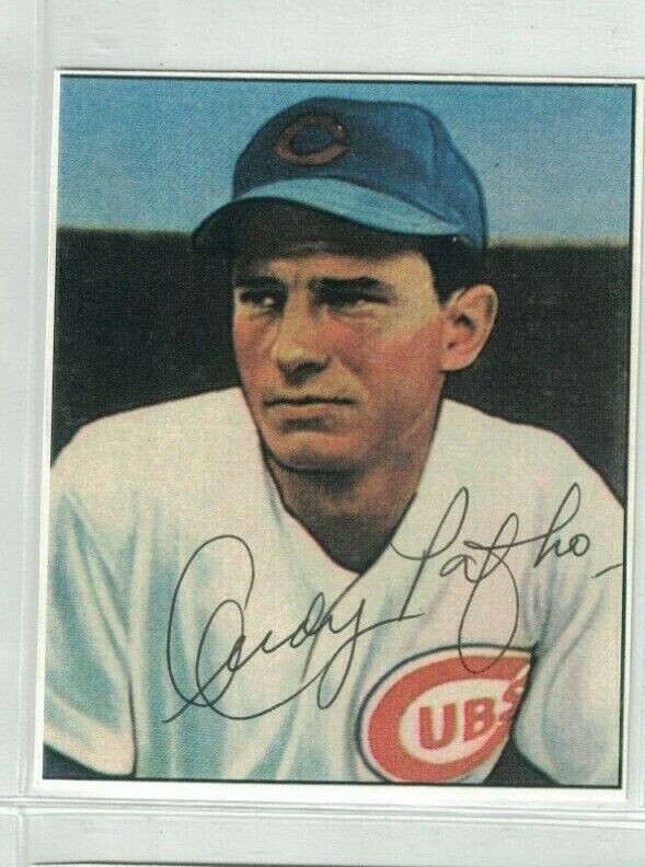 Andy Pafko Chicago Cubs Signed Blow Up Bowman Paper Photo Poster painting W/Our COA