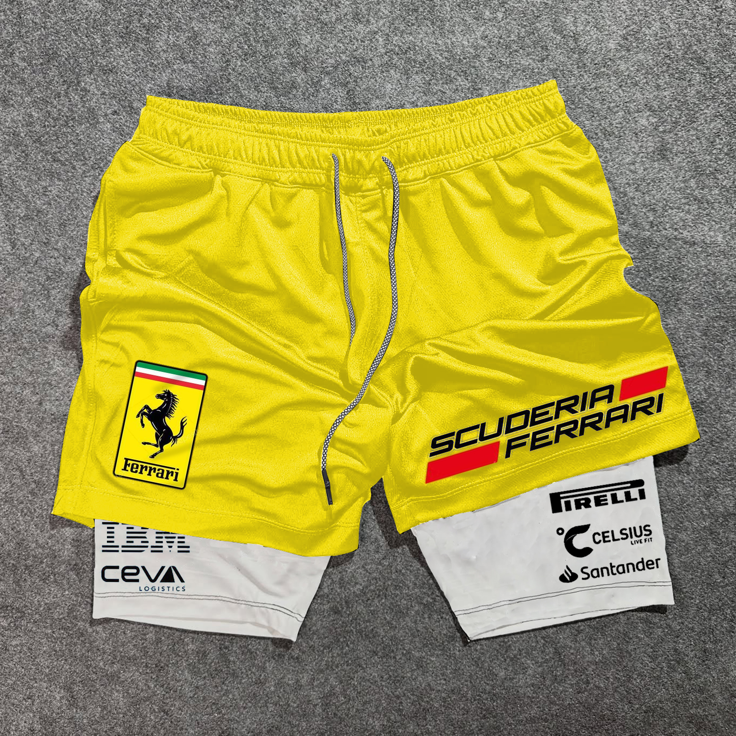 Fashion Racing Print Double Layer Shorts / TECHWEAR CLUB / Techwear