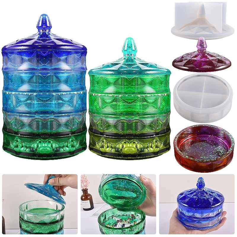 Multi-layer Diamond-shaped Textured Storage Box Silicone Mold
