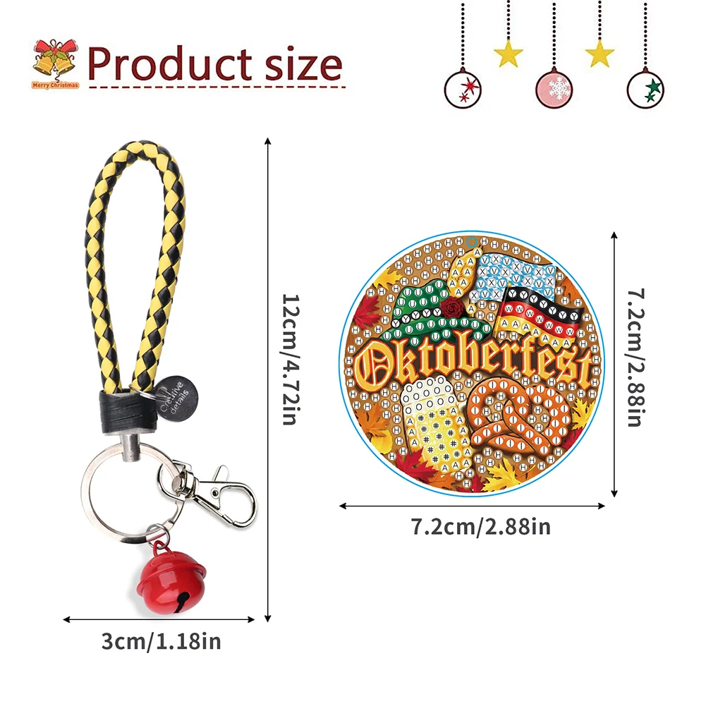 Double Sided Oktoberfest Rhinestone Painting Keychain Pendant for Party Supplies