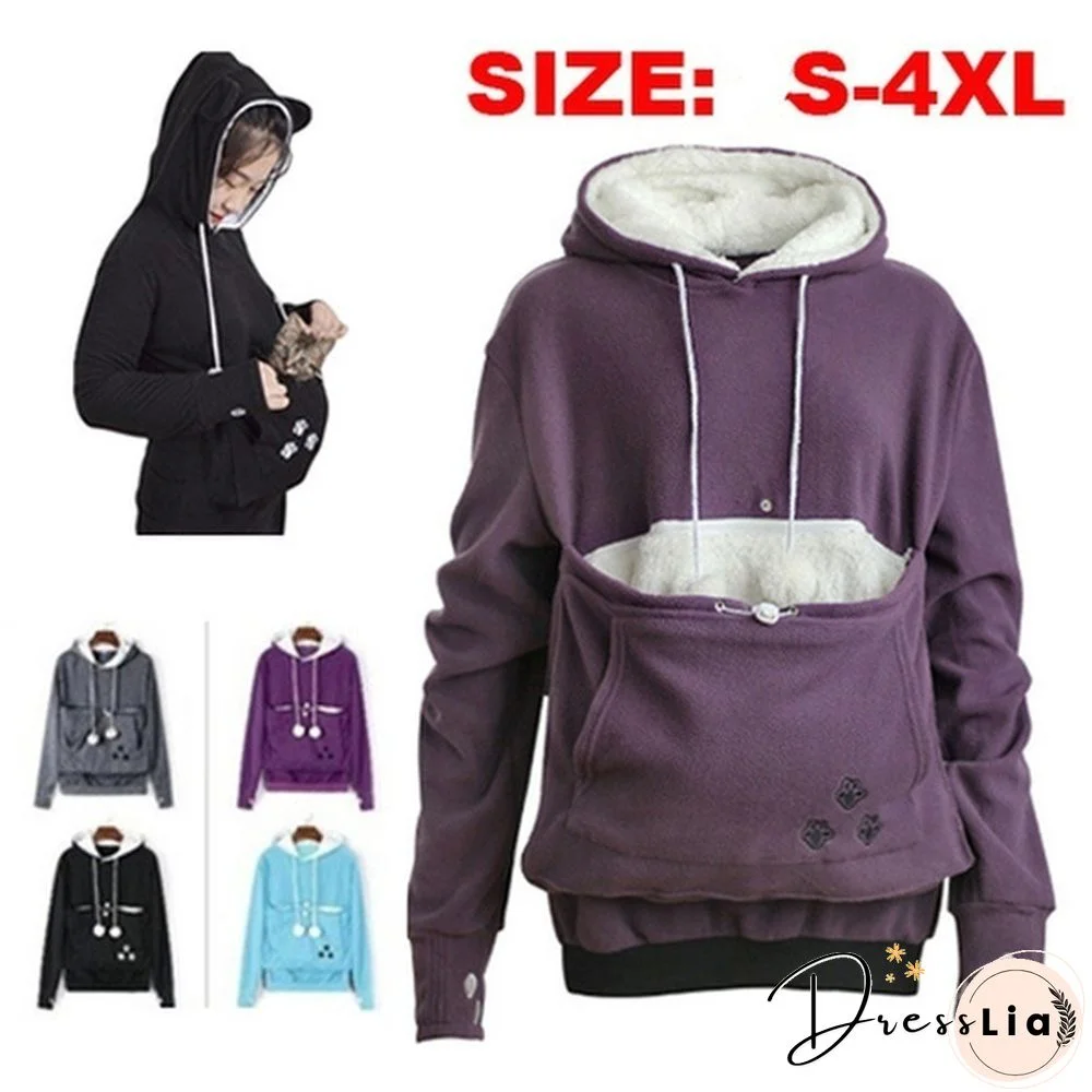 Winter Hoodies Fashion Pet Hoodie Cat And Dog Big Pocket Lovers Long Sleeve Coat