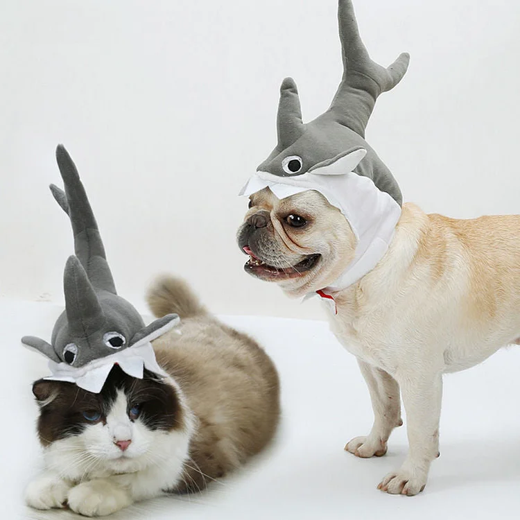 Funny 3D Shark Hat For Cat Pet Headwear-elleschic