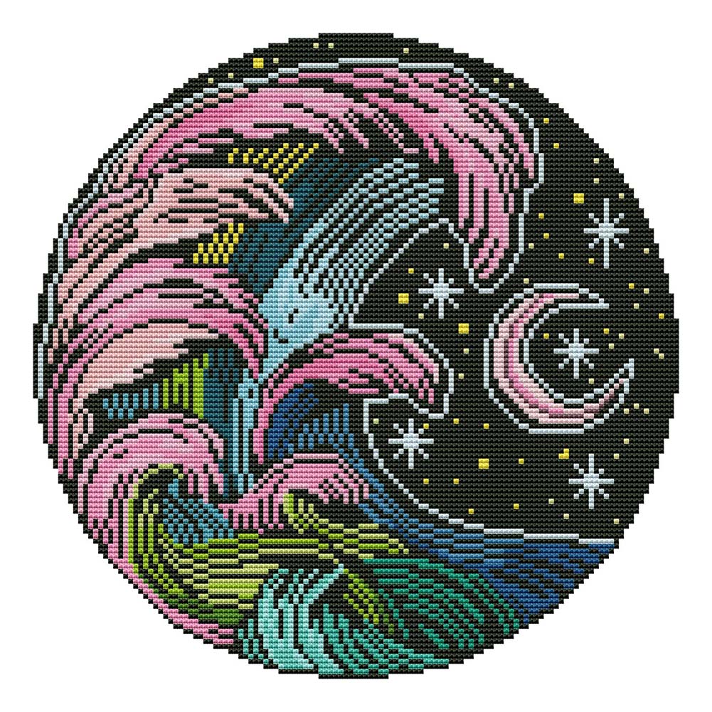 

Wave - 11CT Stamped Cross Stitch - 36*36CM, 501 Original
