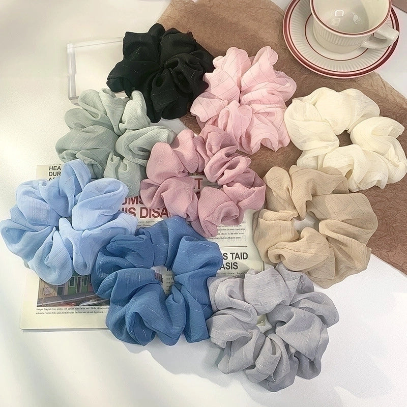 Korean Silk Flower Color Hair Scrunchies
