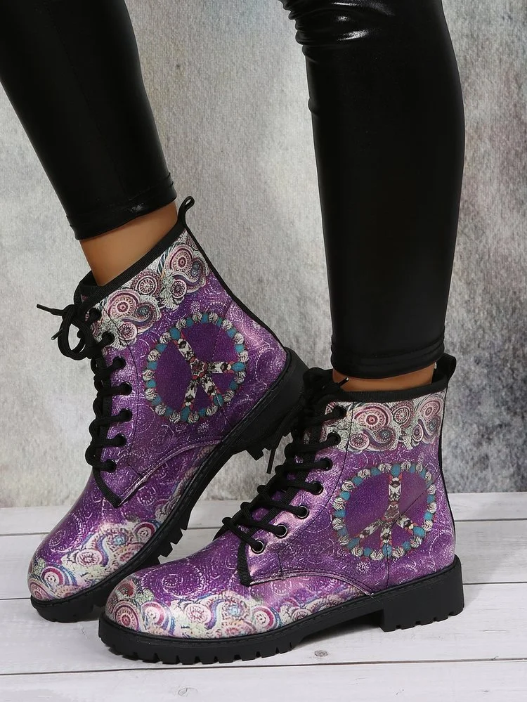 Digital Print Skull Pattern PU Boots 暂未有客诉 Stunahome.com