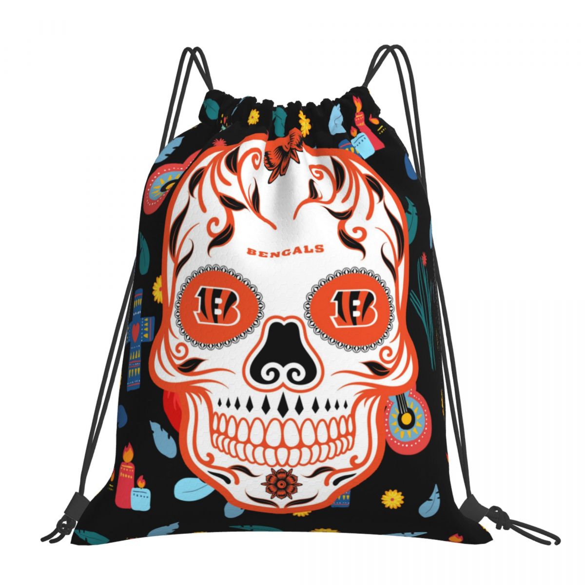 Cincinnati Bengals Skull Waterproof Adjustable Lightweight Gym Drawstring Bag