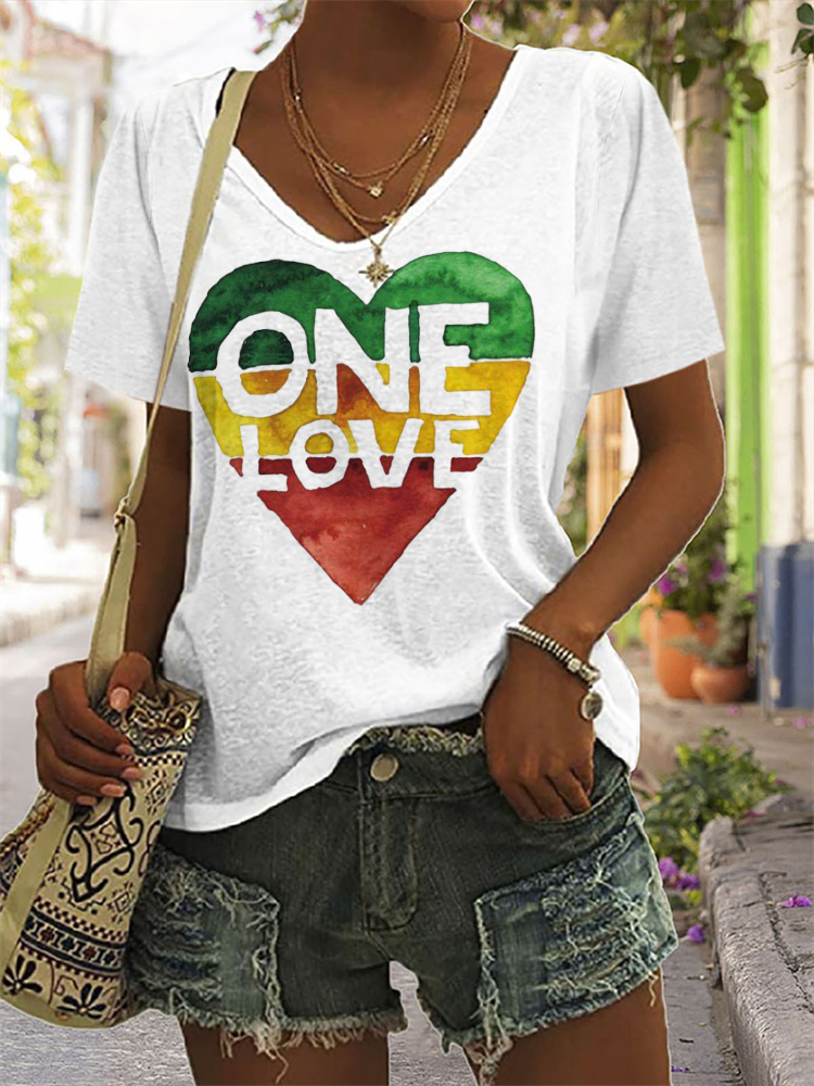 wearshes One Love Black Pride Heart Graphic T Shirt