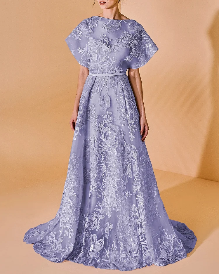 Cape Elegant Short Sleeve Dress