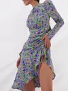 Sexy Fashion Round-Neck Floral Print Backless Split-Side Midi Dress