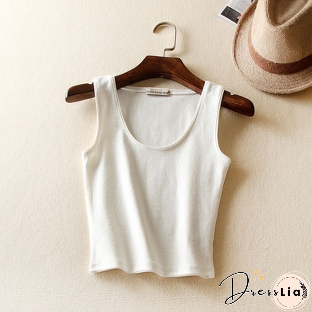 Korean Autumn Womens Short Cropped Cotton Tank Tops New Fall Fashion Ladies' Casual Cotton Crop Tanks