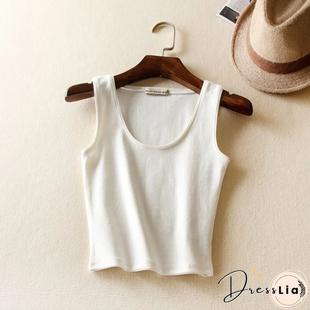 Korean Autumn Womens Short Cropped Cotton Tank Tops New Fall Fashion Ladies' Casual Cotton Crop Tanks